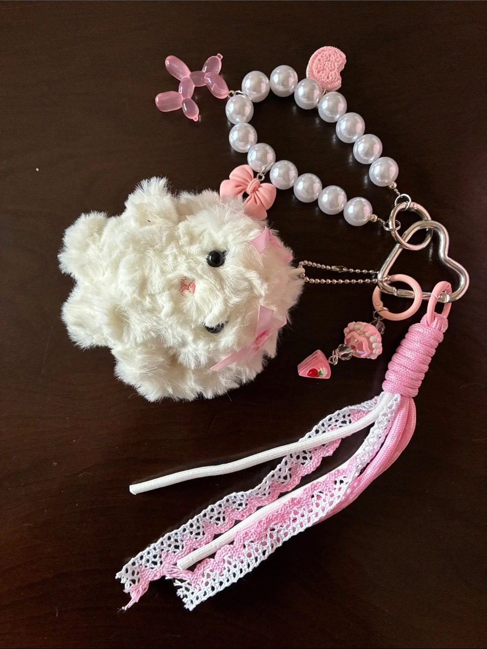 Plush White Cutesy Bunny Keychain